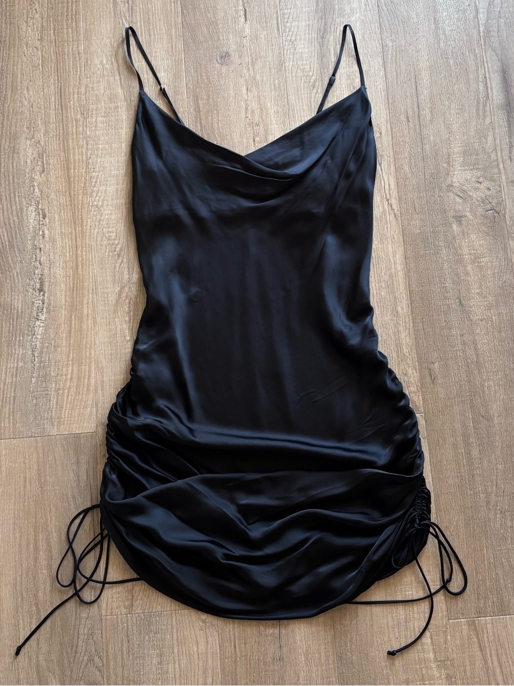 Wilfred Aritzia Black Only Runched Slip Dress